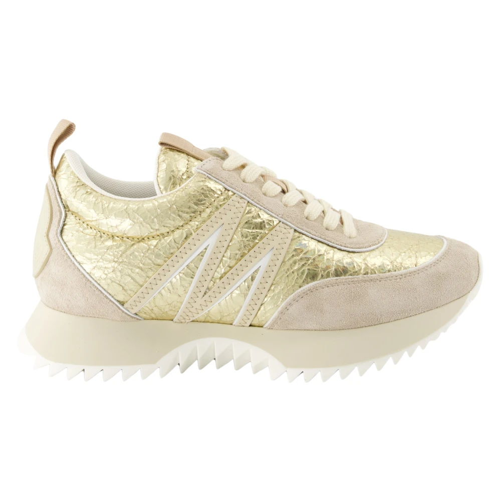 Moncler Women's Yellow Sneakers, 5 Uk, Golden Leather Pacey Trainers