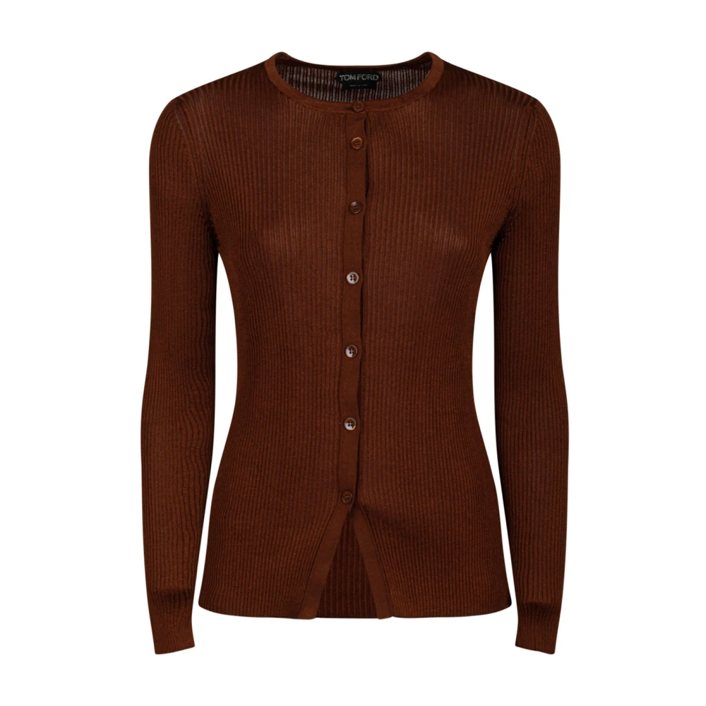 Tom Ford Women's Brown Jersey Cardigan Jumper - Cardigans - M - Knitwear