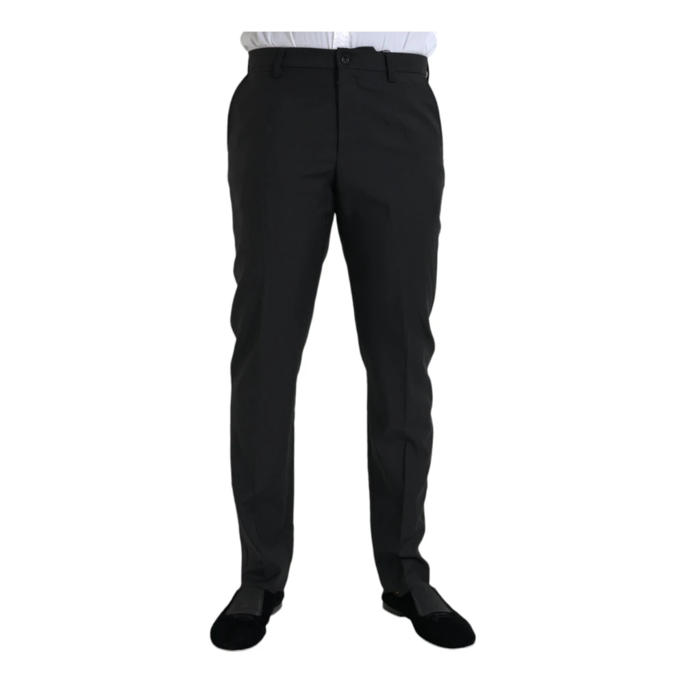Dolce & Gabbana Men's Black Wool Slim Fit Dress Trousers 2XL