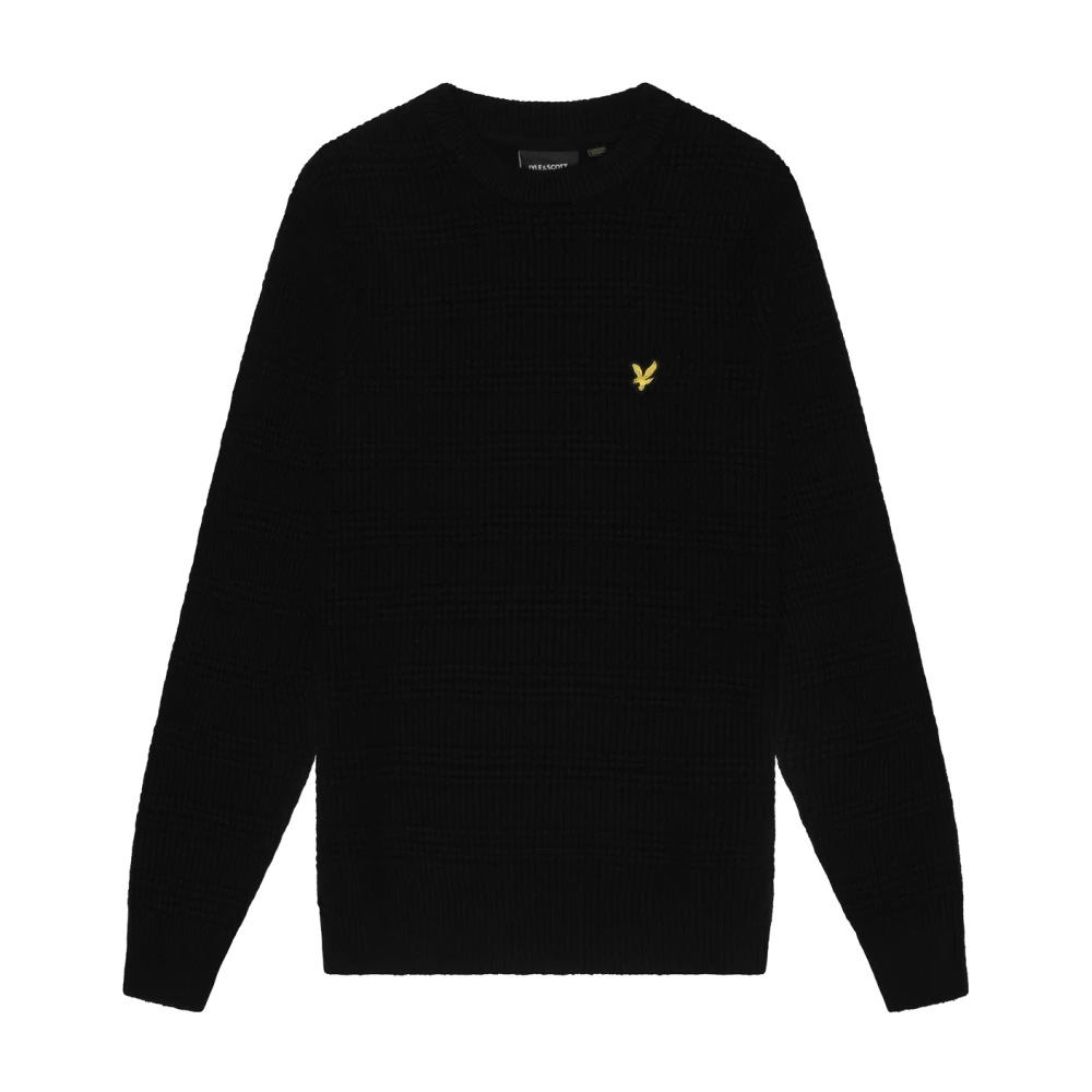 Lyle & Scott Gebreide Wafel Gebreide Trui Black Heren