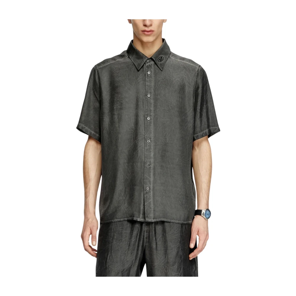Diesel Men's Gray S-Leon-Short Camicia Short Sleeve Shirt
