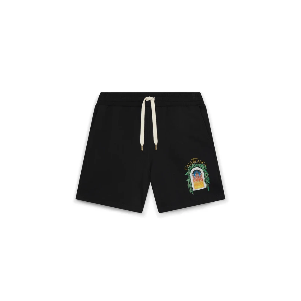 Casablanca Men's Black Avenida Printed Sweatshort