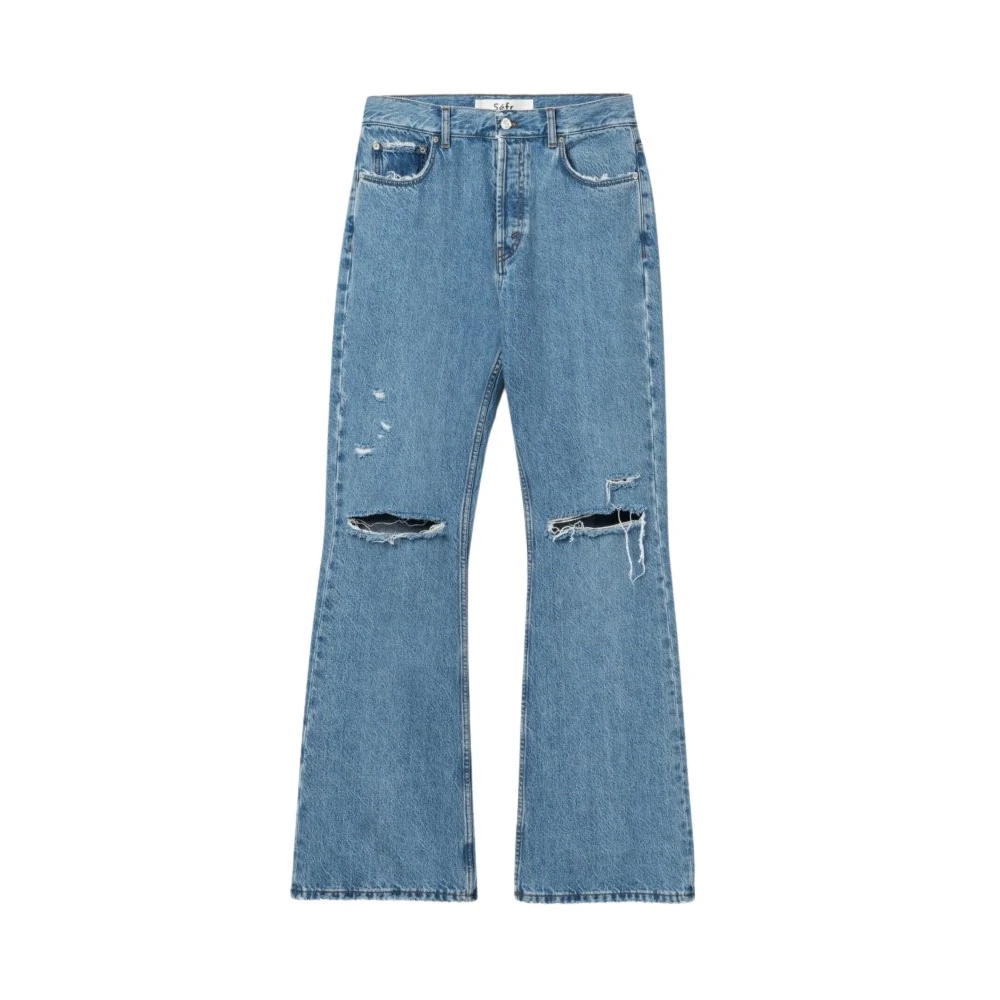 Séfr Blue High Waist Flare Jeans In Mid - Male - Wide Jeans - W30 - Jeans