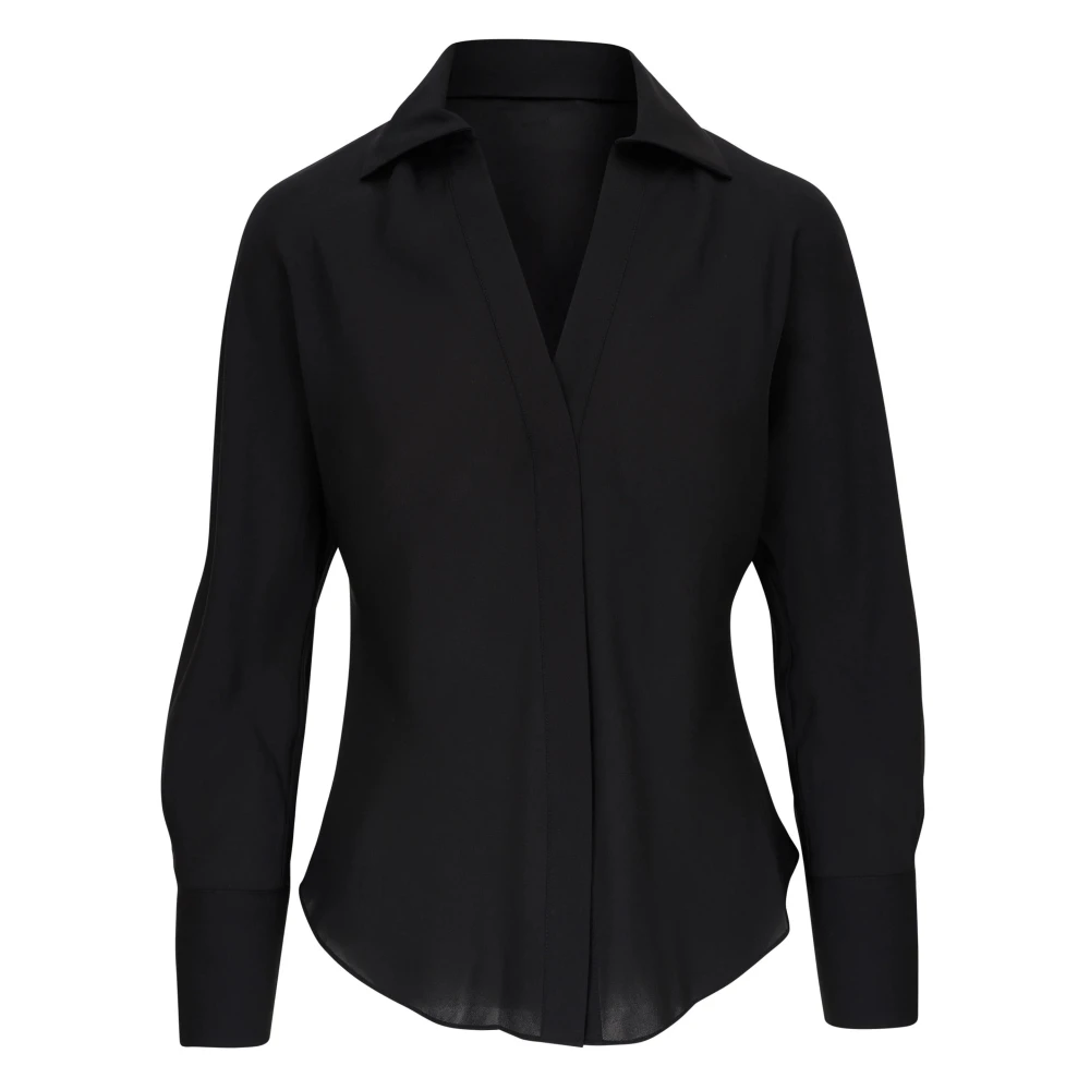 Vince Elegante Zwarte Zijden Lange Mouw Shirt Black Dames