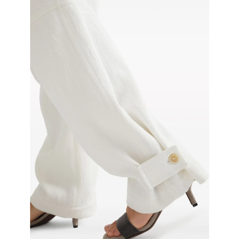 BRUNELLO CUCINELLI Baggy-Fit Broek van Katoen en Linnen White Dames