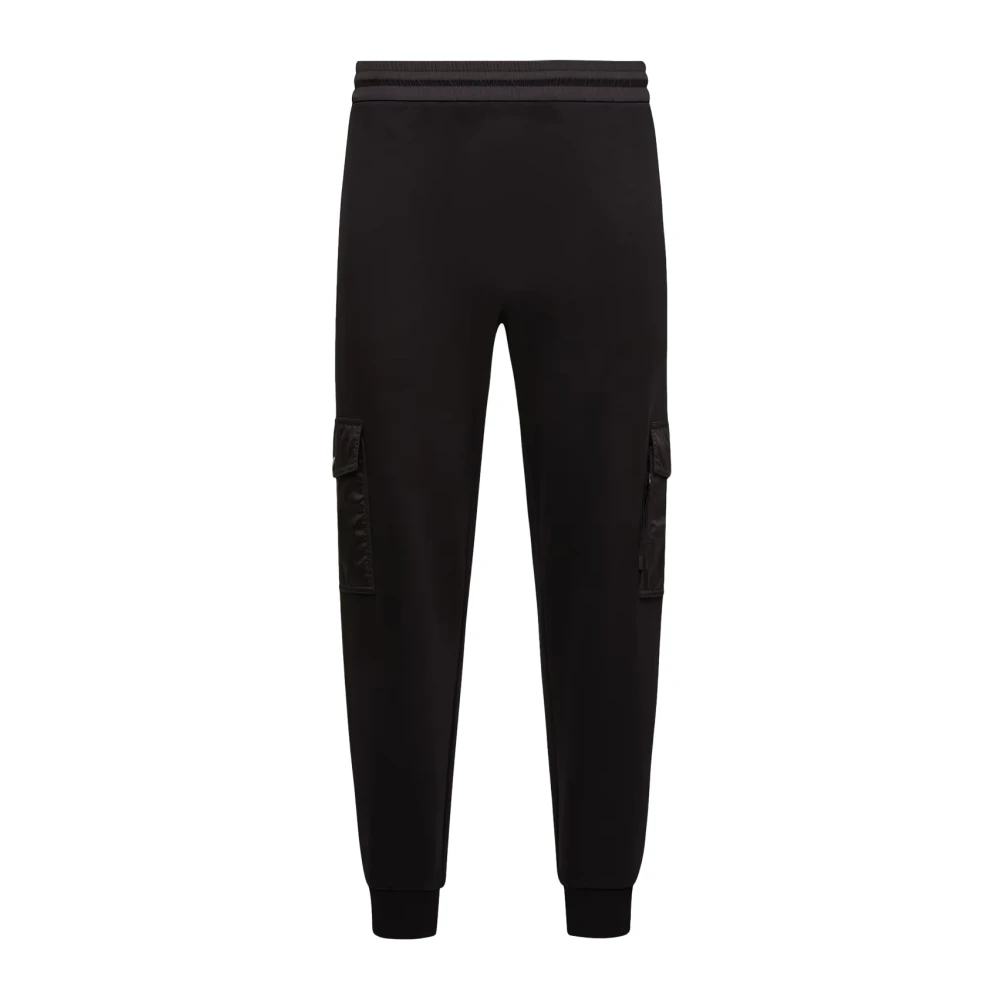 Moncler Men's Black Elastic Waistband Trousers With Pockets - Sweatpants - L - Trousers