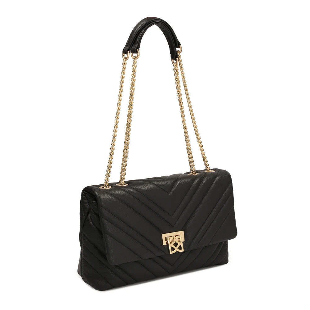 Kazar Klassieke zwarte schoudertas met een ketting Black Dames