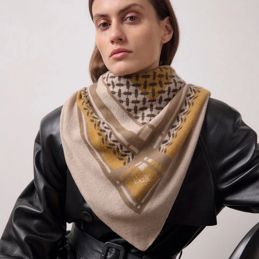 Lala Berlin Kasjmier Driehoek Dubbel Erfgoed Sjaal Beige Dames