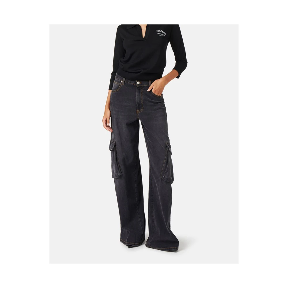 Iceberg Wollen polotrui met ijsbergborduursel Black Dames