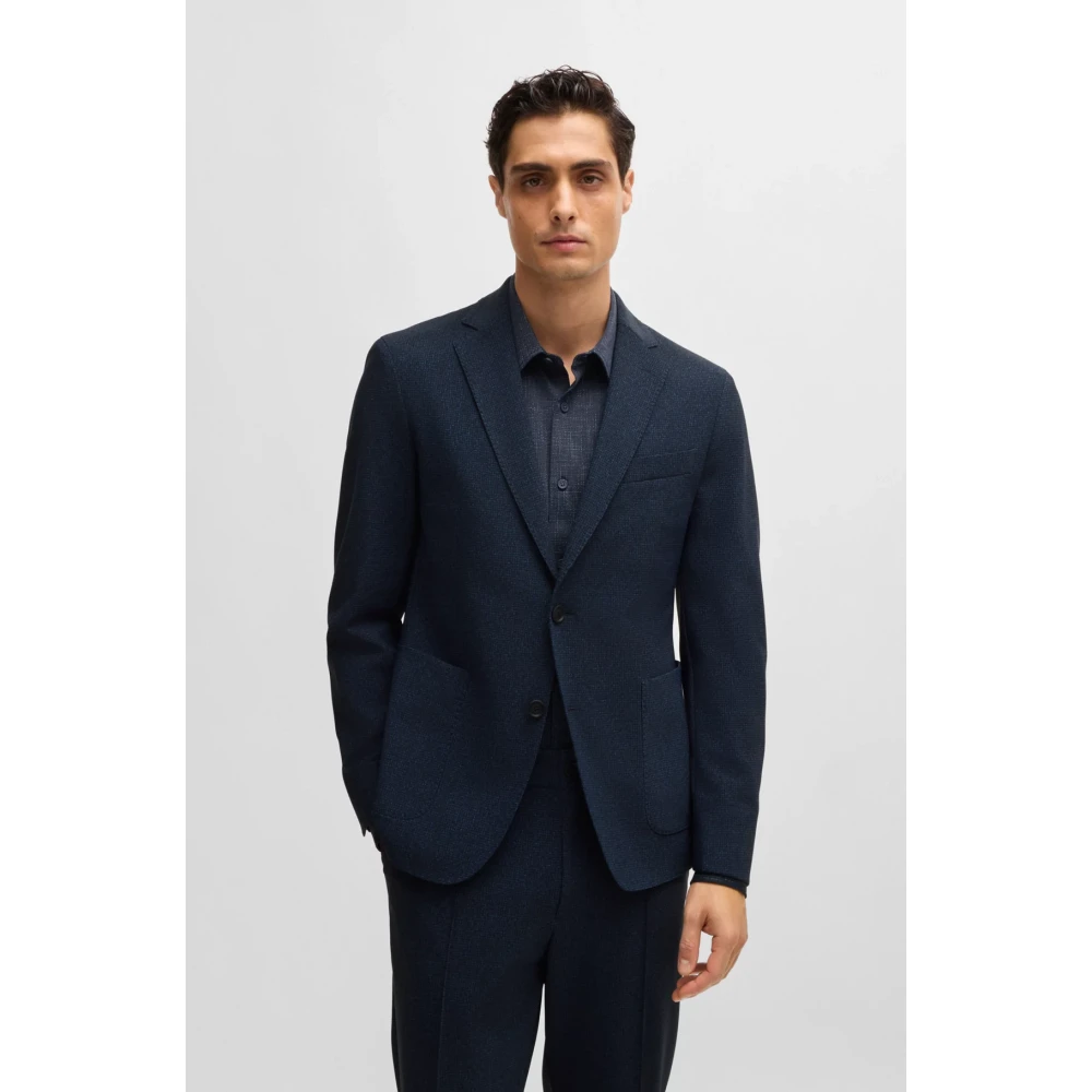 Hugo Boss Blauwe deconstructed jas met klassieke revers Blue Heren