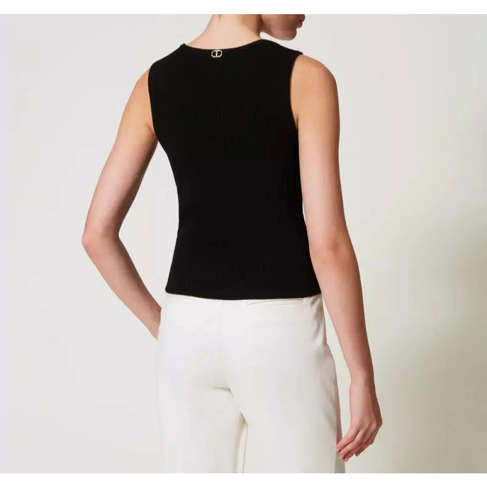 Twinset Gebreide top met knoopdecor Black Dames
