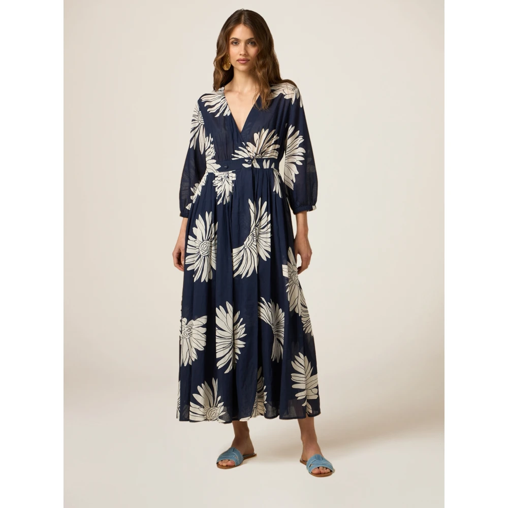 Oltre Bloemen Wikkeljurk van Katoenmuslin Multicolor Dames