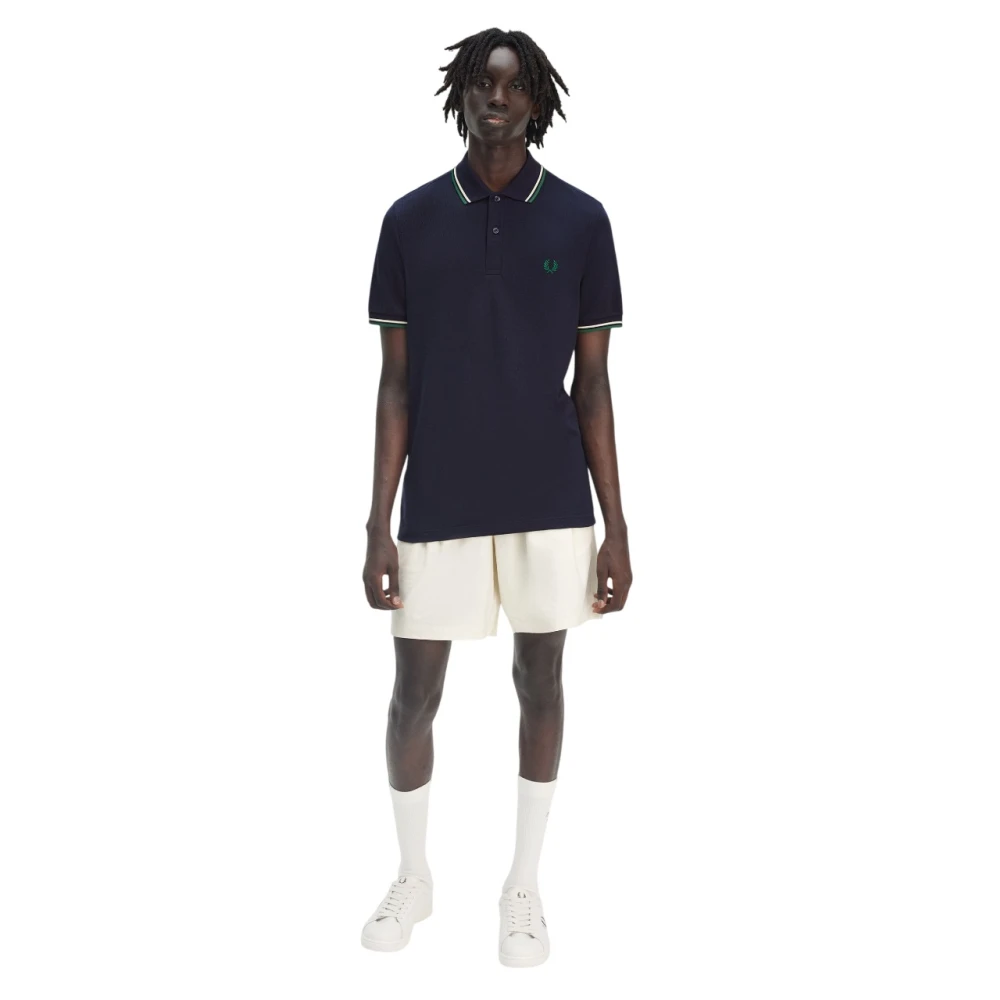 Fred Perry Blauw Poloshirt met Dubbele Streep Blue Heren