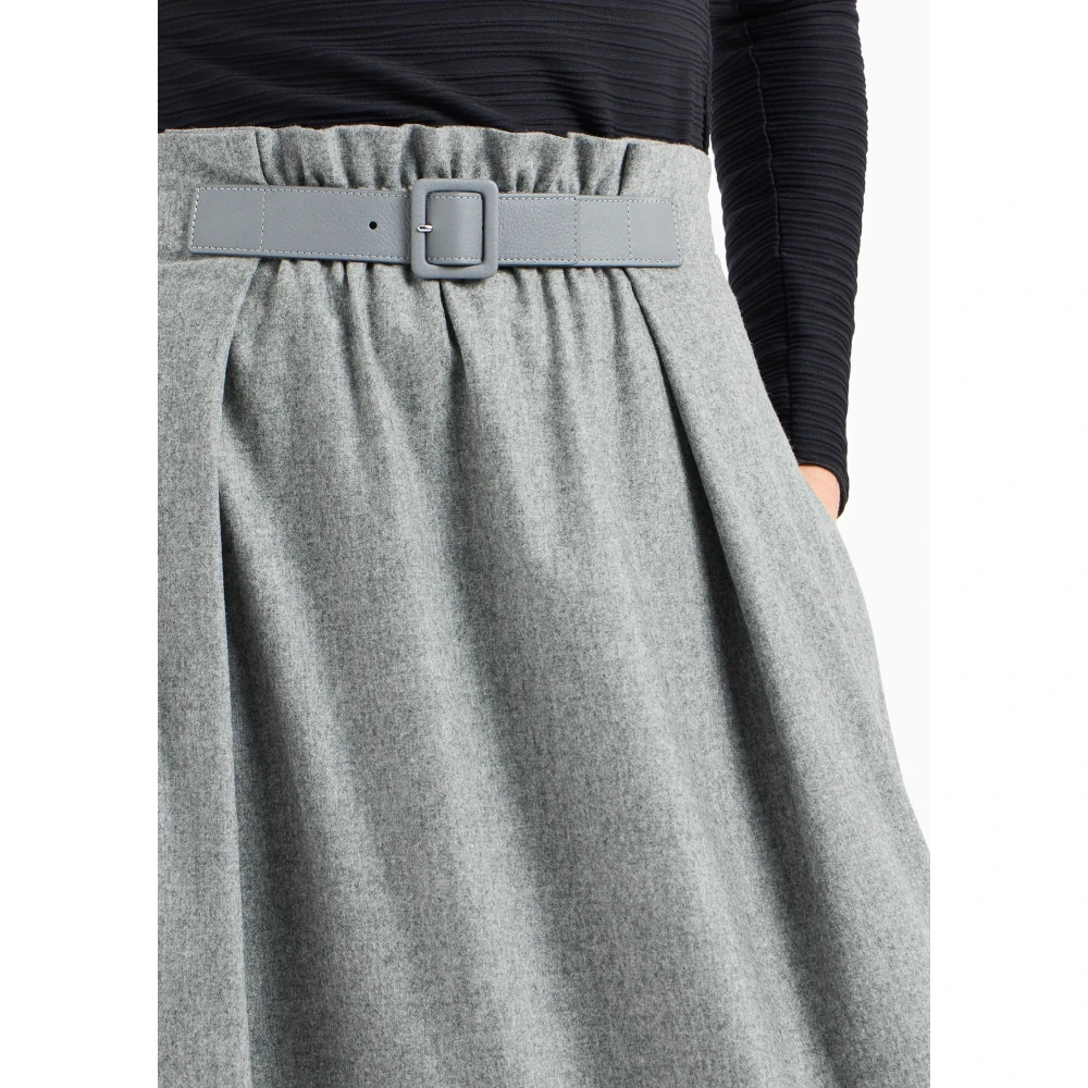 Emporio Armani Grijze wollen A-lijn rok Gray Dames