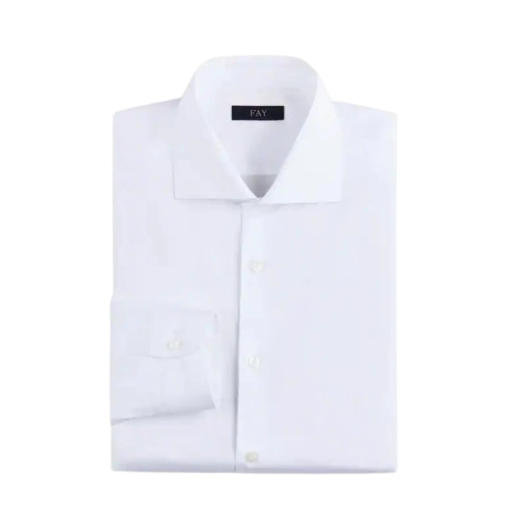 Fay Men's White Stretch Cotton Poplin Shirt