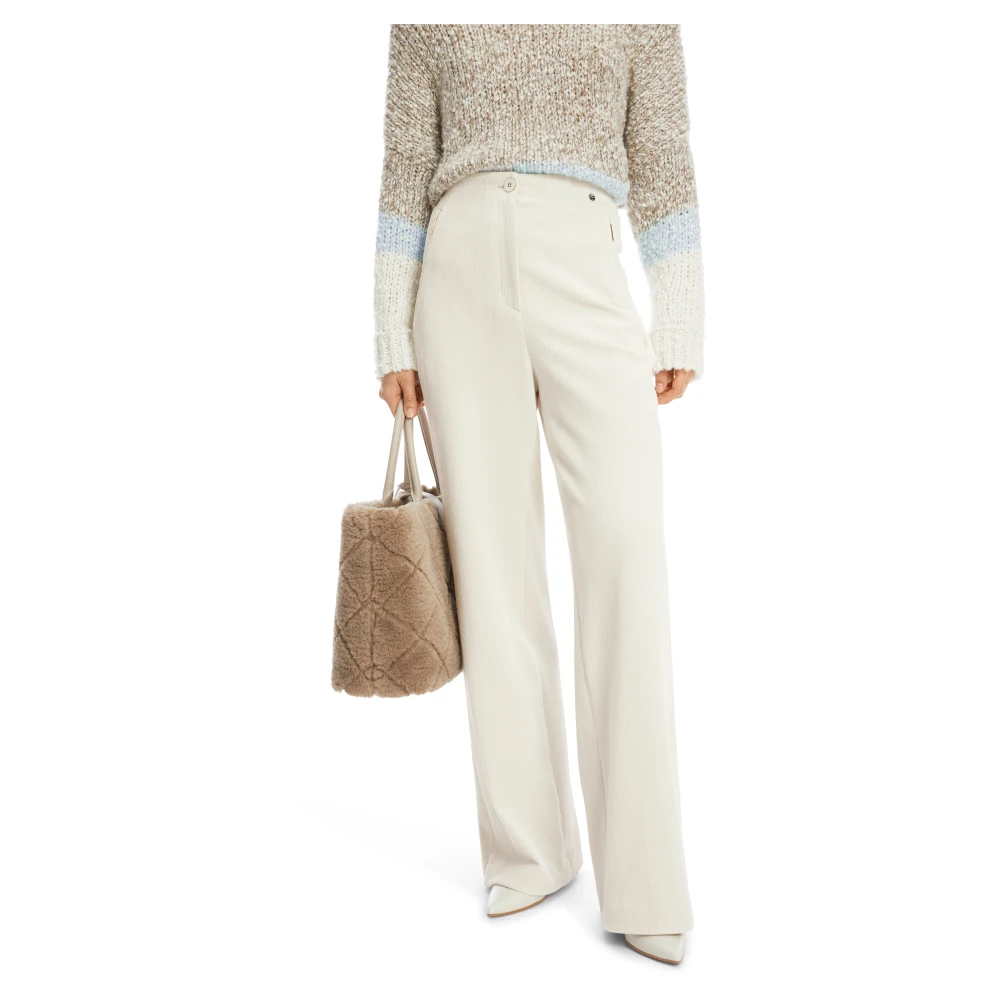 Marc Cain Corduroy Broek met Hoge Taille White Dames