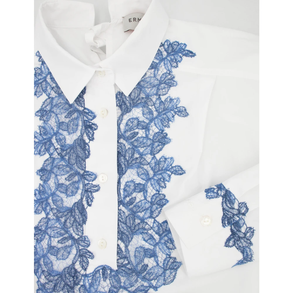 Ermanno Scervino Bloemen geborduurd overhemd met strikdetail White Dames
