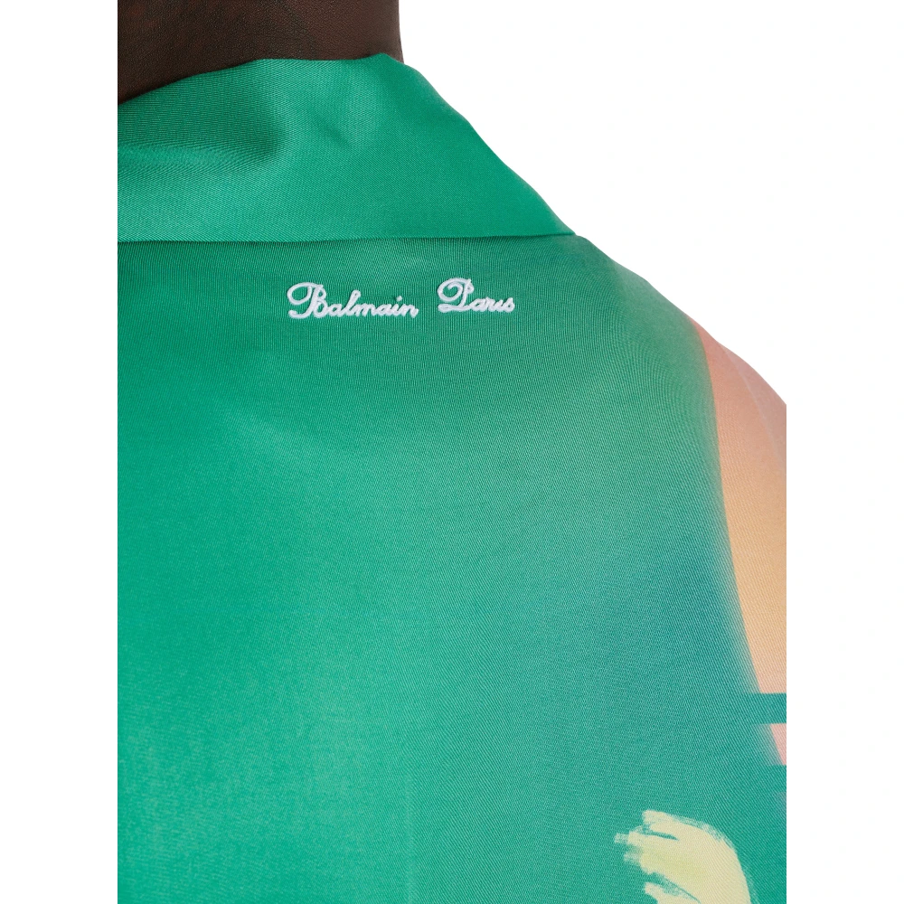 Balmain Kortemouw twill pyjamashirt met palmboomprint Multicolor Heren