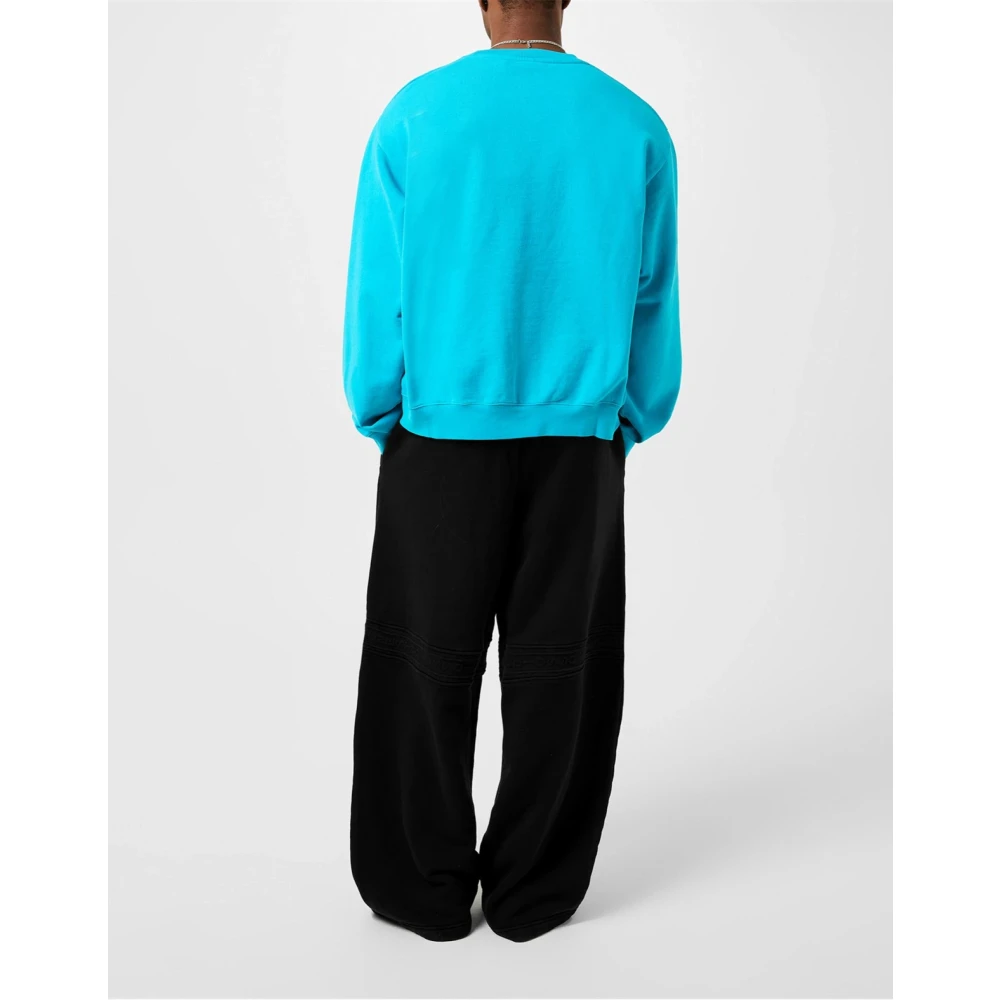 Acne Studios Devil Glow Logo Sweatshirt Fluo Blue Heren