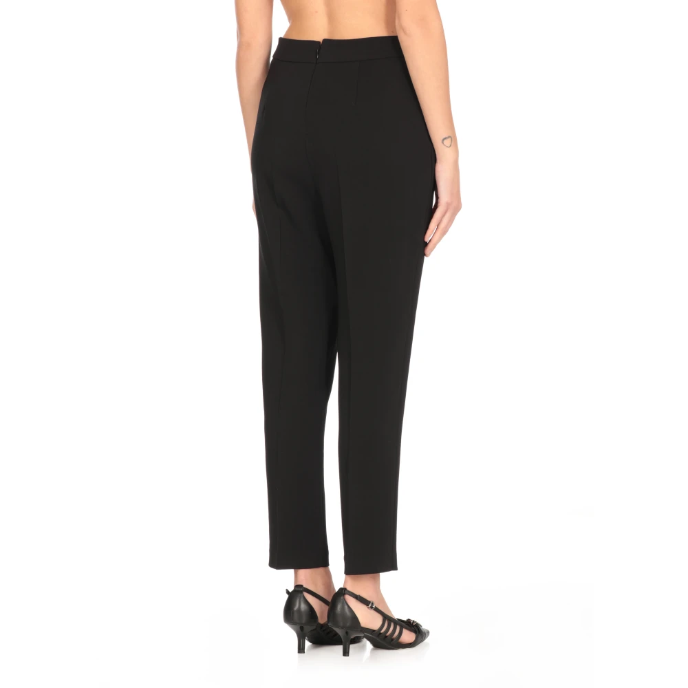 pinko Zwarte Crêpe Broek met Hoge Taille Black Dames