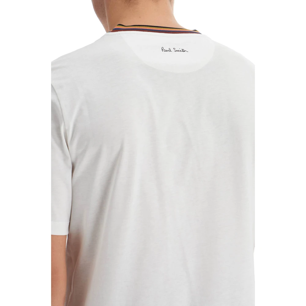 PS By Paul Smith Gestreept Geribbeld T-shirt Lichtgewicht Katoen White Heren