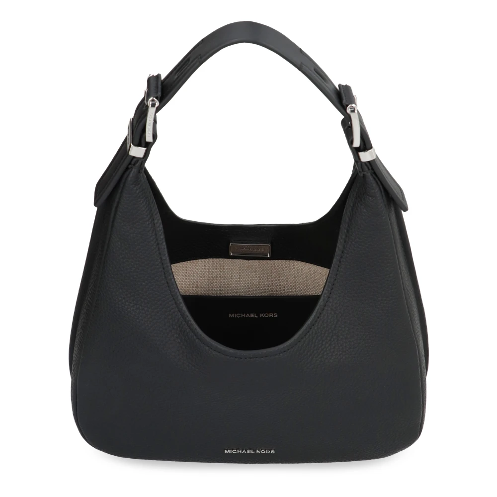 Michael Kors Korrelig Leren Hobo Tas Black Dames