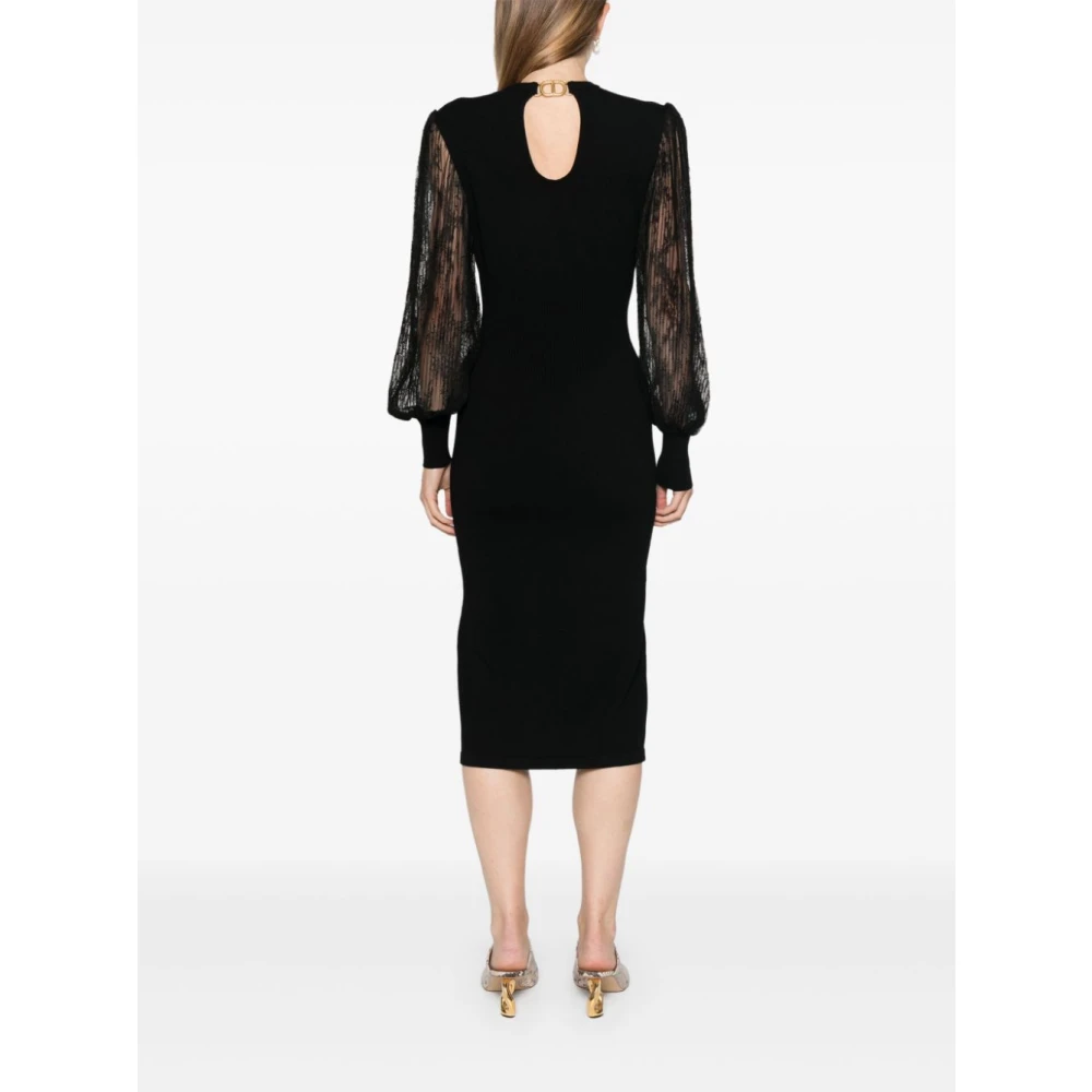 Twinset Zwart Kant Panel Jurk Black Dames
