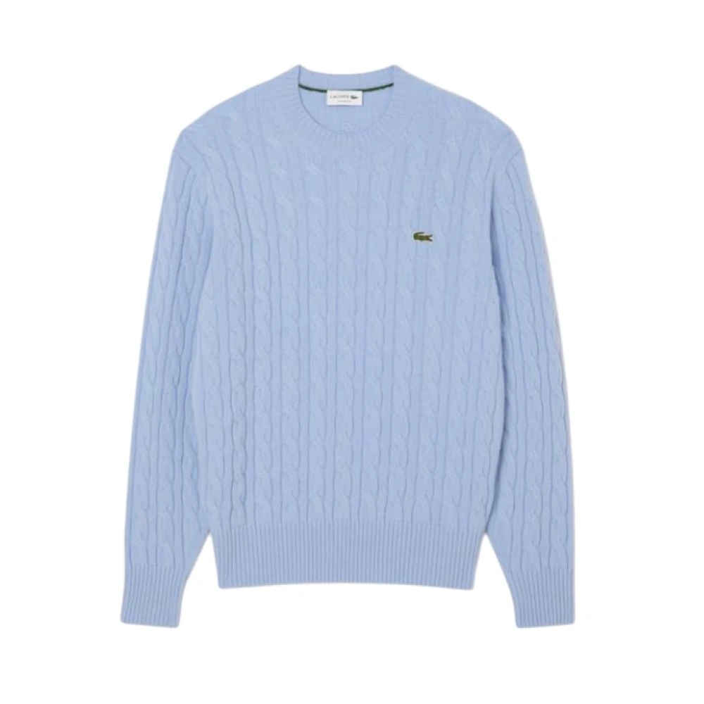 Lacoste Men's Blue Round-Neck Knitwear, 2XL, Crew-Neck Braided Jumper