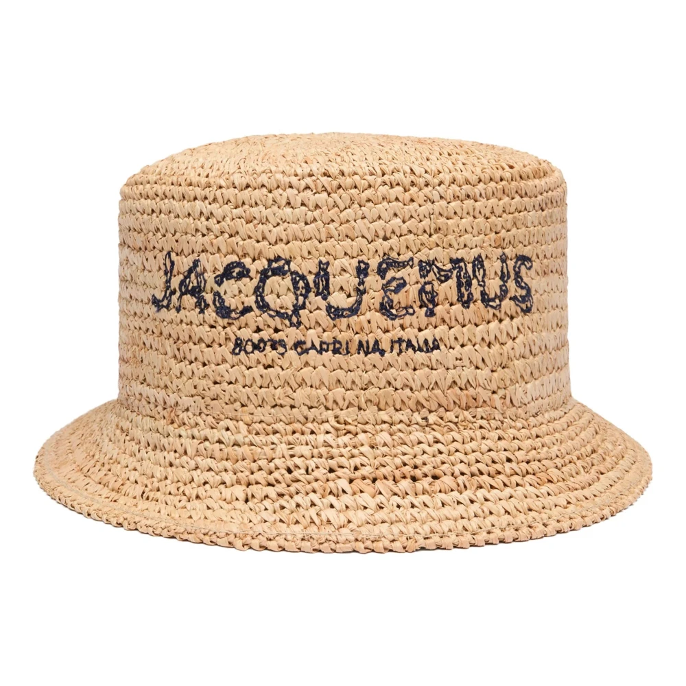 Raffia Bucket Hat med Flettet Design