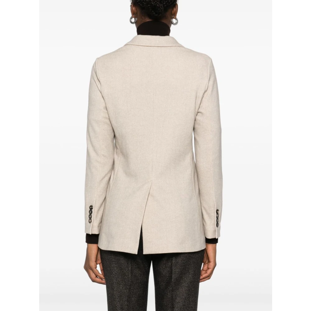 Circolo 1901 Beige Double-Breasted Jas met Peak Revers Beige Dames
