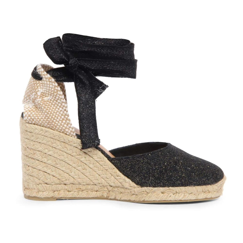 Castañer Women's Black Wedges, 5 Uk, And Gold Wedge Espadrilles