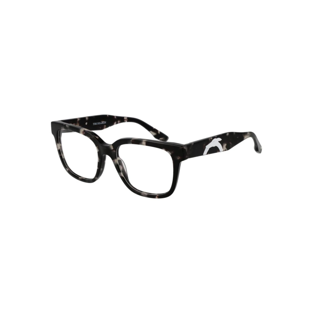 Trussardi Men's Black Glasses, One Size, Elegant Rectangular Glasses Frame