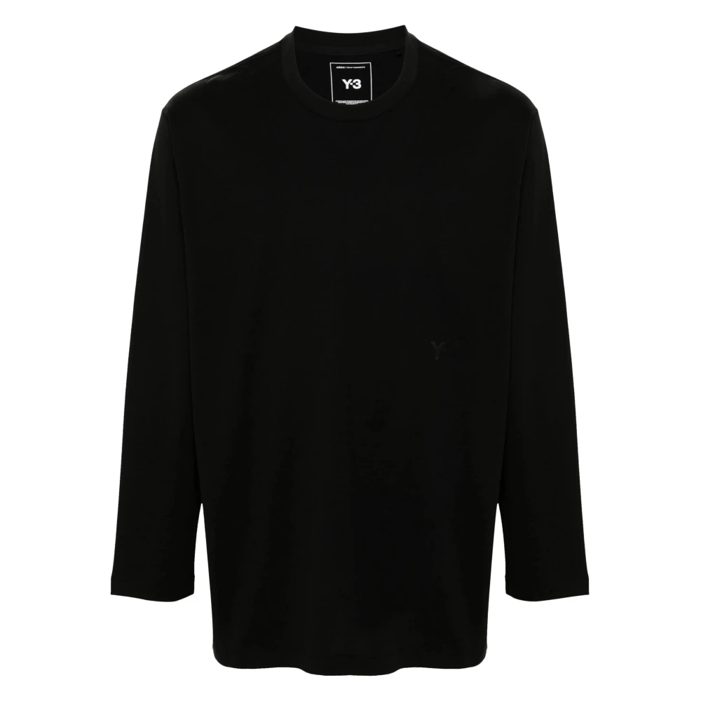 Y-3 Zwart Katoenen Logo Tee met Zijgleuven Black Heren
