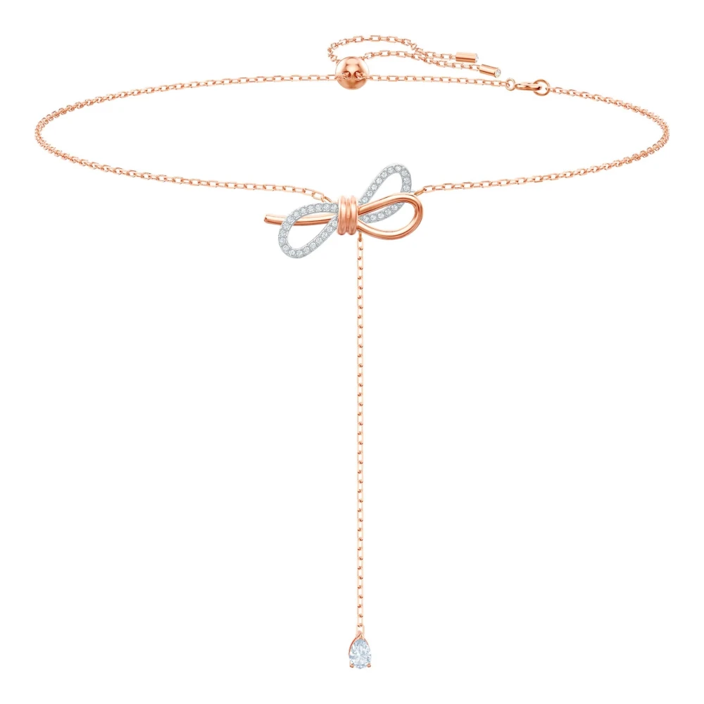 Swarovski Lifelong Bow Pendant Women's White Crystal Bow Design Pendant Necklace With Mixed Rose-Gold Tone And Rhodium Plating - Image 3
