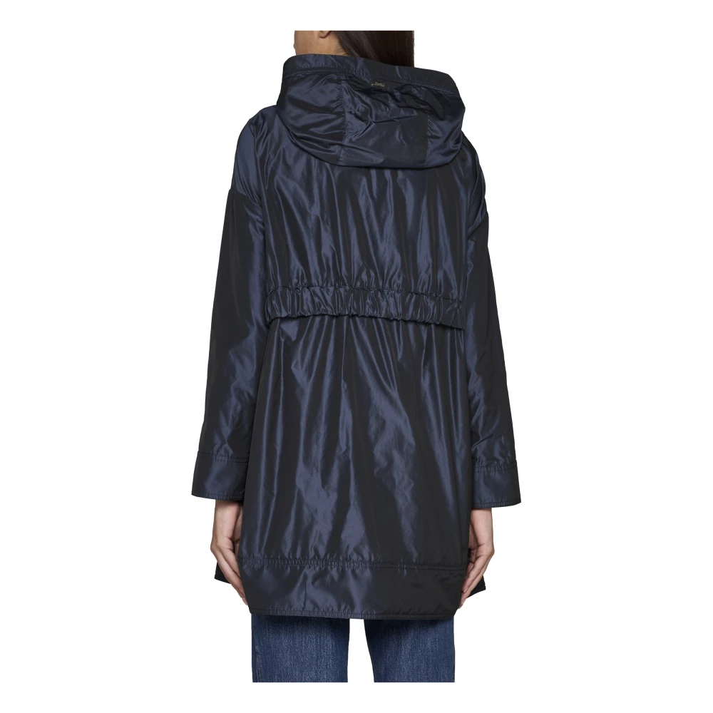 Herno Iridescent Parka met Trekkoord en Capuchon Blue Dames