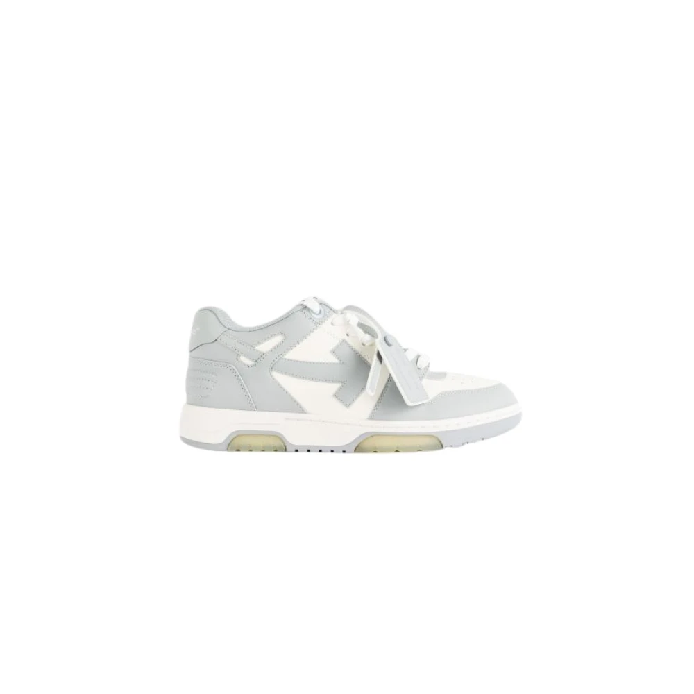 Off Grijze en witte sneakers met leren logo Heren Schoenen Veelkleurig Multicolor