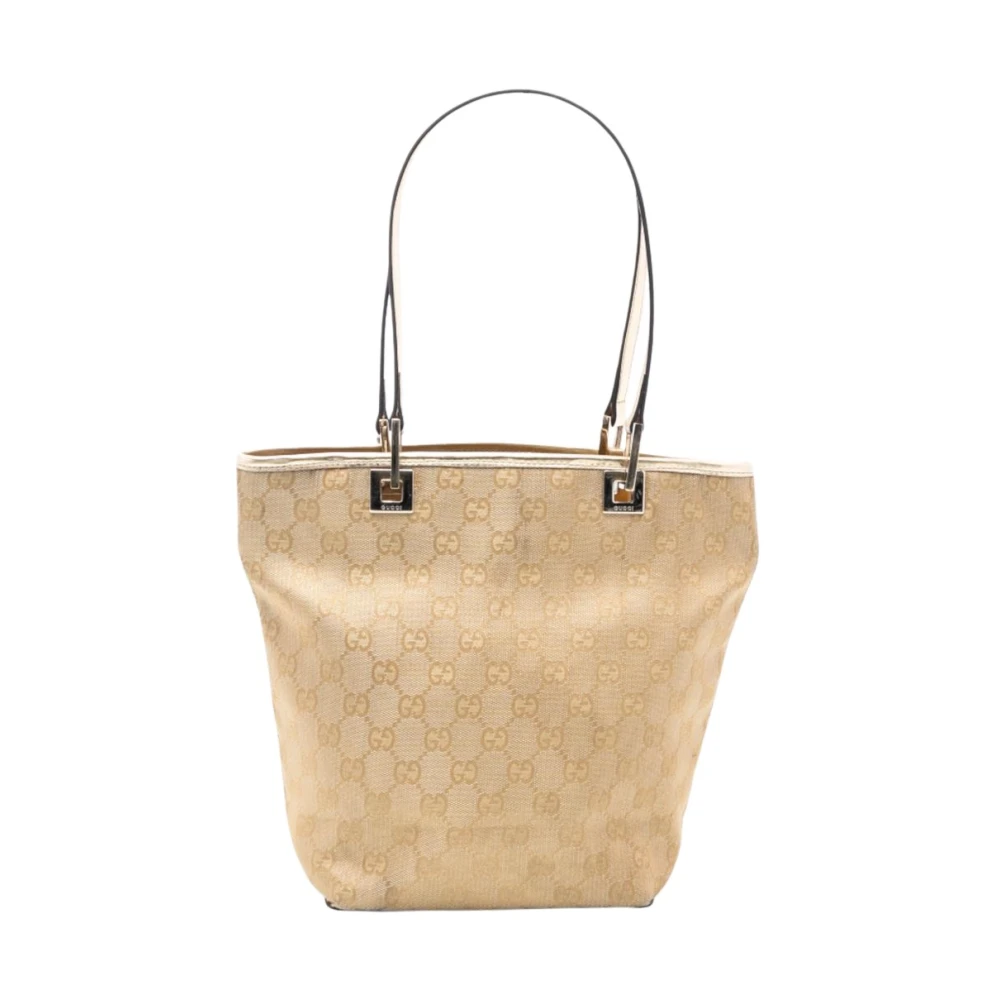 Gucci Vintage Beige Pre-Owned Väska Med Tryckta Handtag