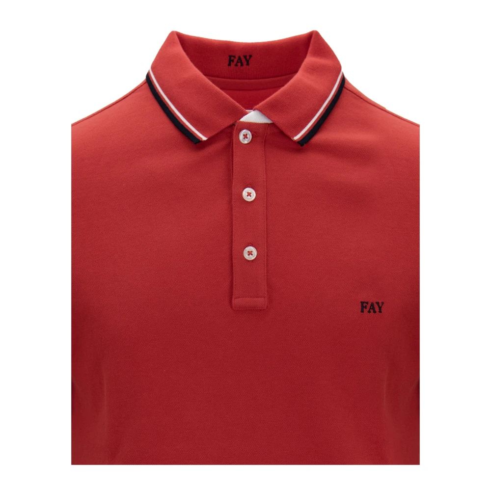 Fay Heren Knoopolo Shirt Red Heren
