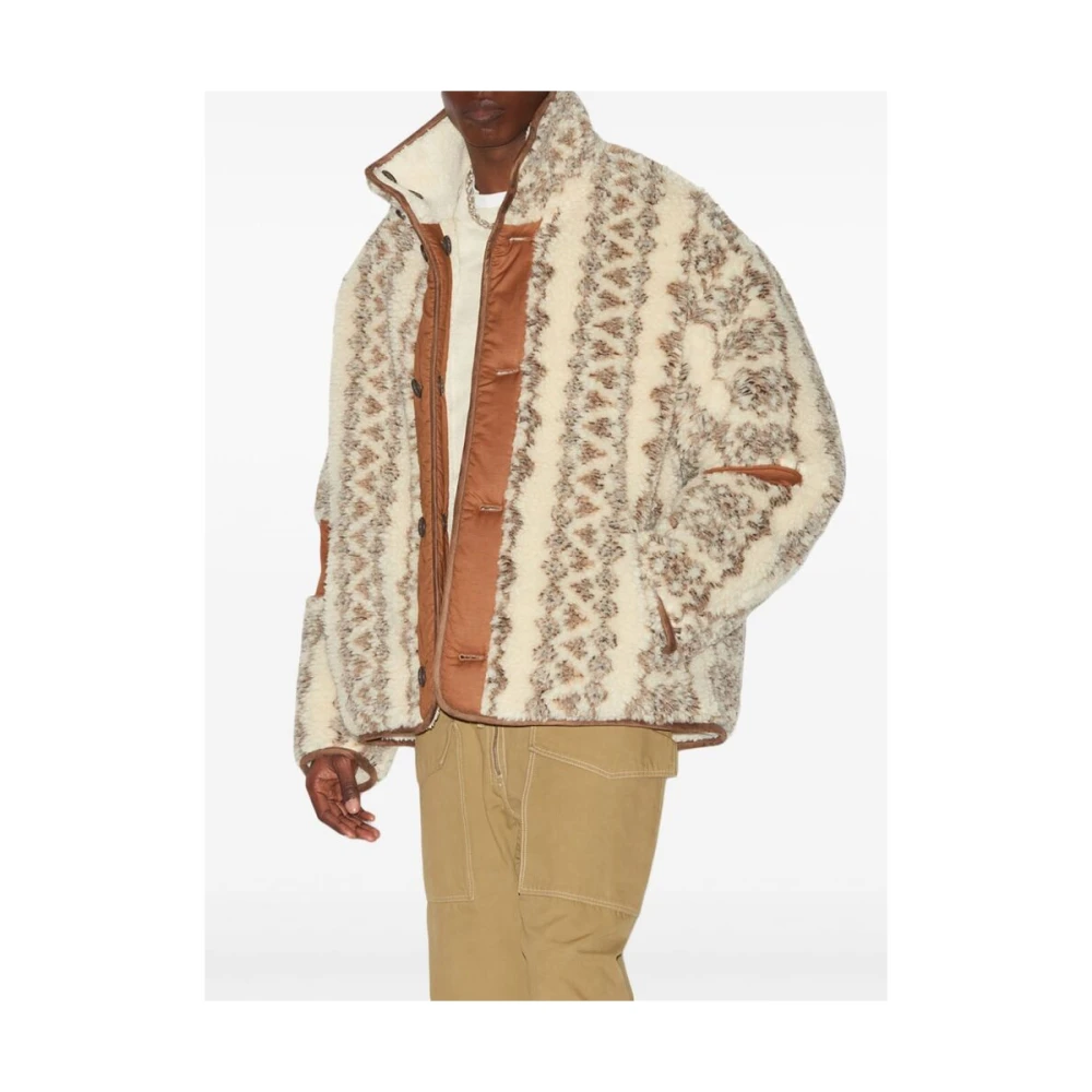 Isabel marant Shearling Gebreide Hoge Hals Jas Multicolor Heren