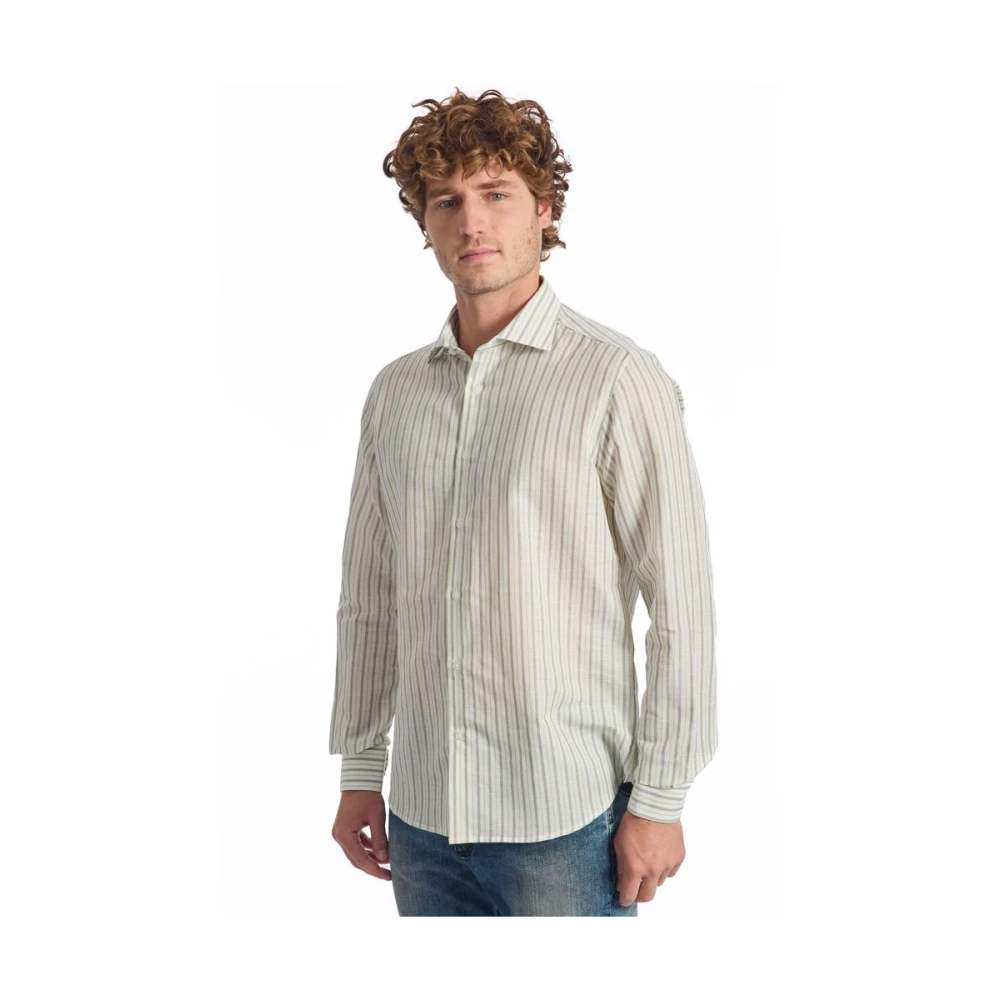 Baldinini Gestreept katoenen overhemd Slim Fit Beige Heren