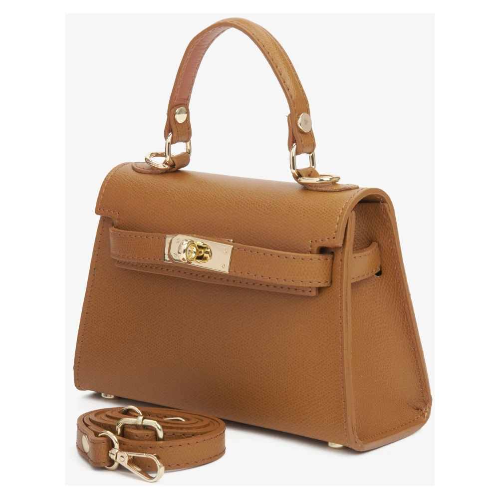 Estro Lichtbruine Satchel Handtas voor Dames gemaakt van Premium Italiaans Echt Leer Brown Dames