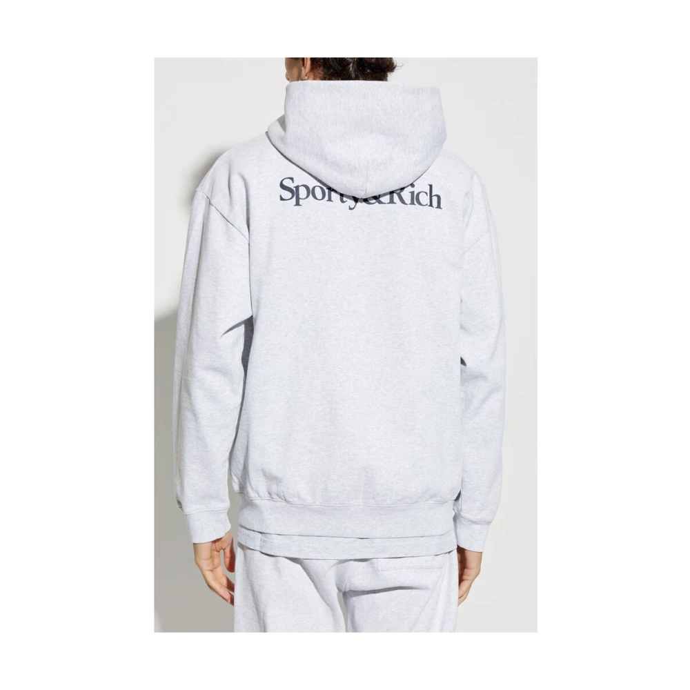 Sporty & Rich Sportieve Hoodie Logo Print Gray Dames