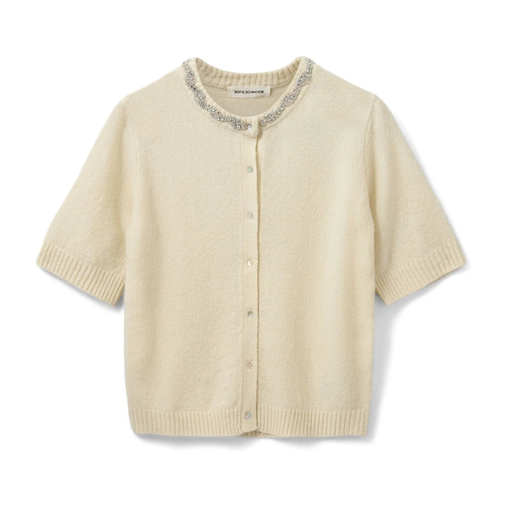 Sofie Schnoor Off White Cardigan met Korte Mouwen White Dames