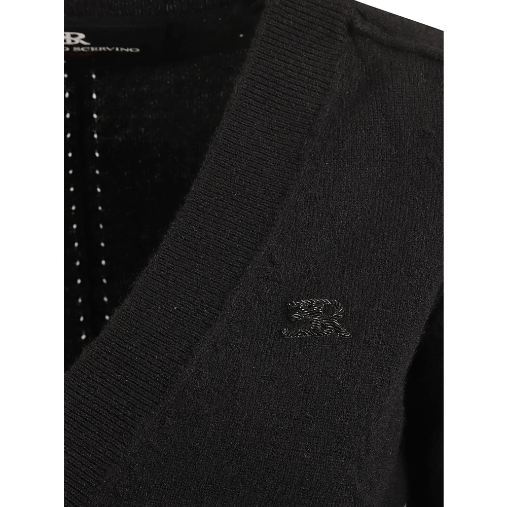 Ermanno Scervino Zwarte V-hals Trui Lange Mouw Black Dames