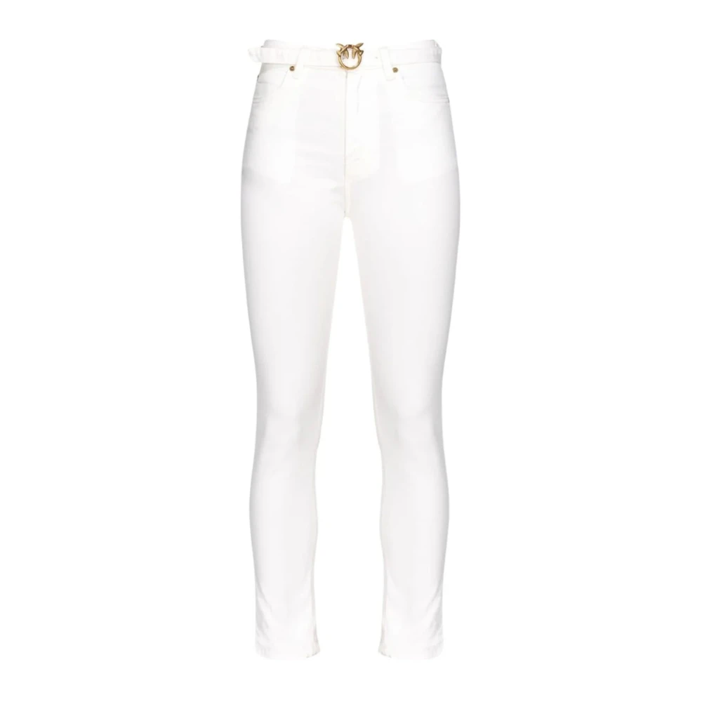 Pinko Witte Love Birds High Waist Jeans White Dames