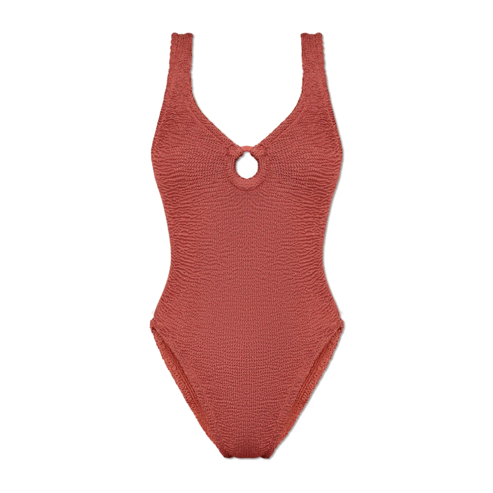Hunza G Bordeauxrode Badpak met Hoop Detail Brown Dames