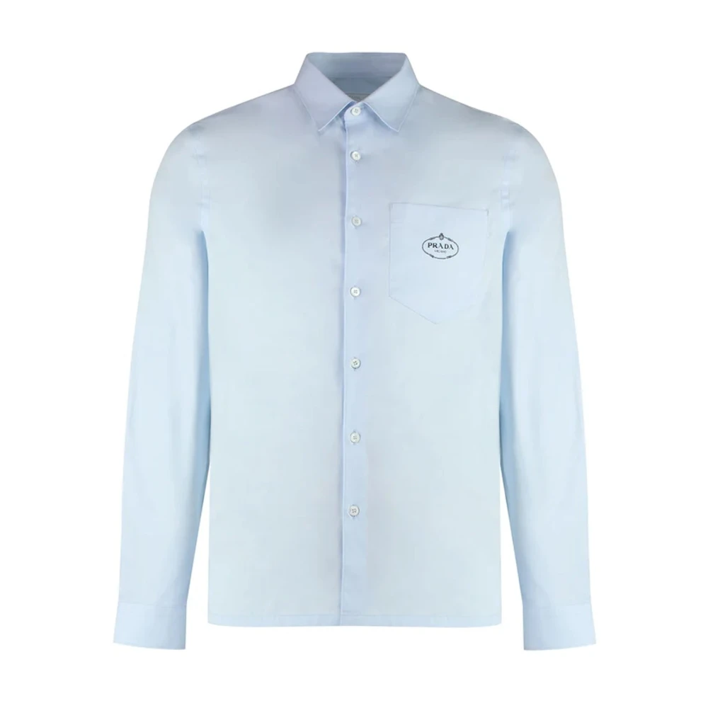 Prada , Casual Shirts, Male, Blue, M, Oxford Cotton Shirt
