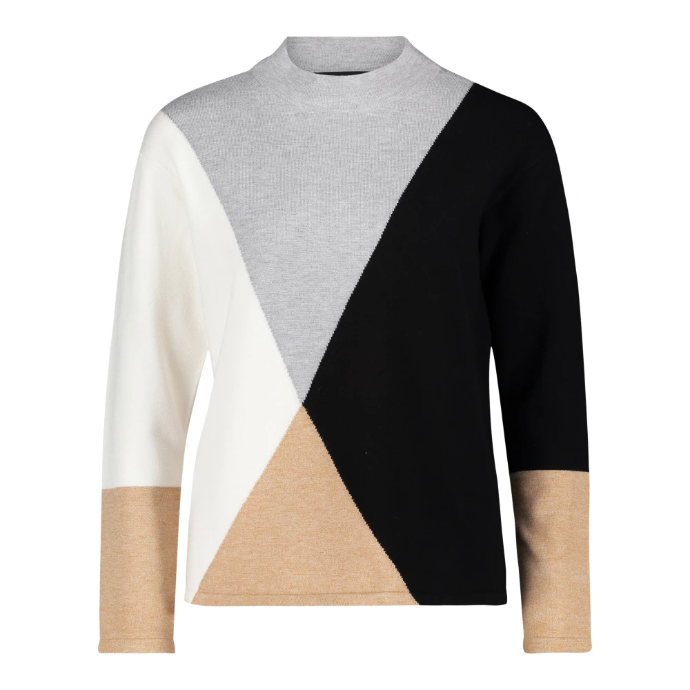 Betty Barclay Color Block Fijngebreide Trui met Opstaande Kraag Multicolor Dames