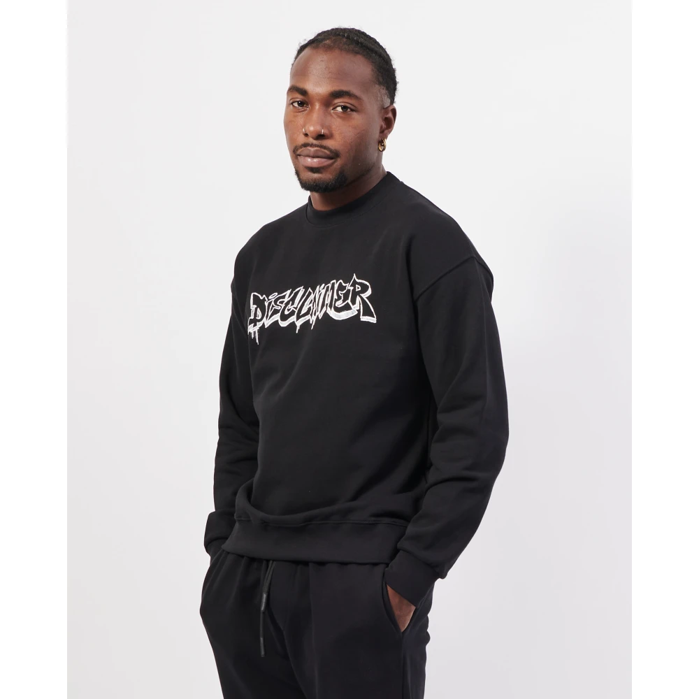 Disclaimer Zwarte Crewneck Lange Mouw Logo Sweatshirt Black Heren
