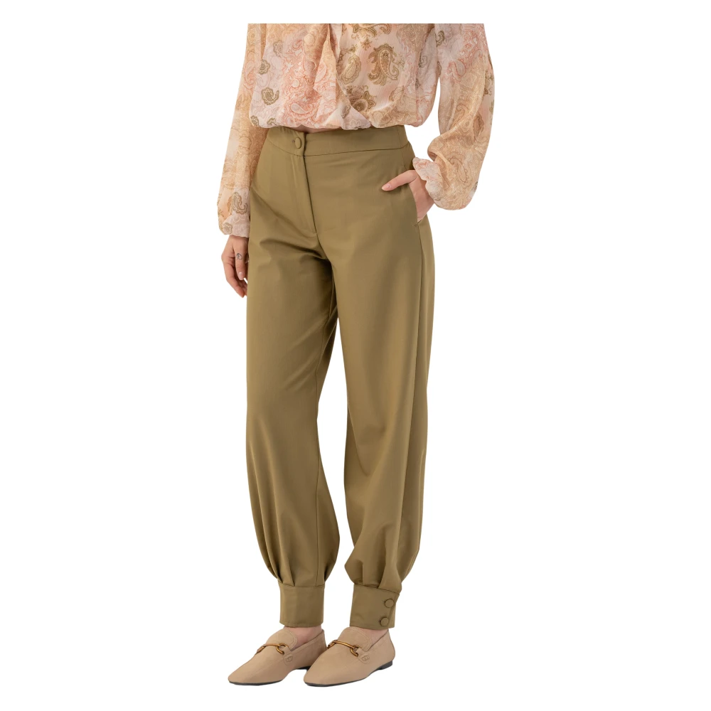 Kocca Green Casual Tapered Full Length Trousers - Female - Straight Trousers - L - Trousers